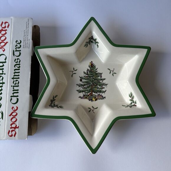 SPODE England 12" Christmas Tree Star Shaped Serving Dish Bowl Vintage NIB - Picture 1 of 3